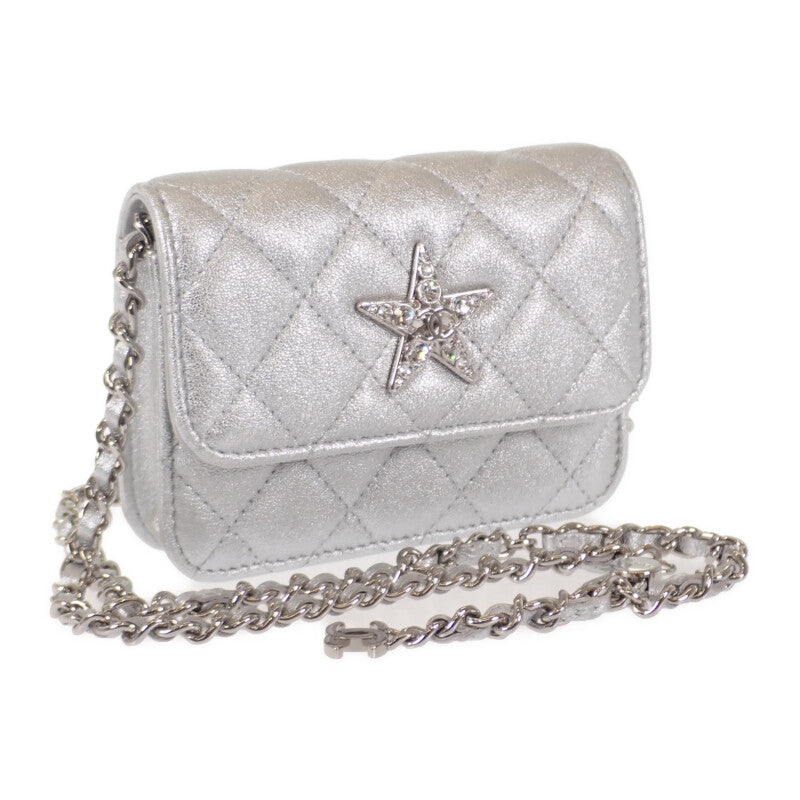 シャネル CHANEL スター チェーンベルトバッグ ミニ 2WAYバッグ ショルダーバッグ ラムスキン シルバー シルバー金具 レディース【中古】【Aランク】
