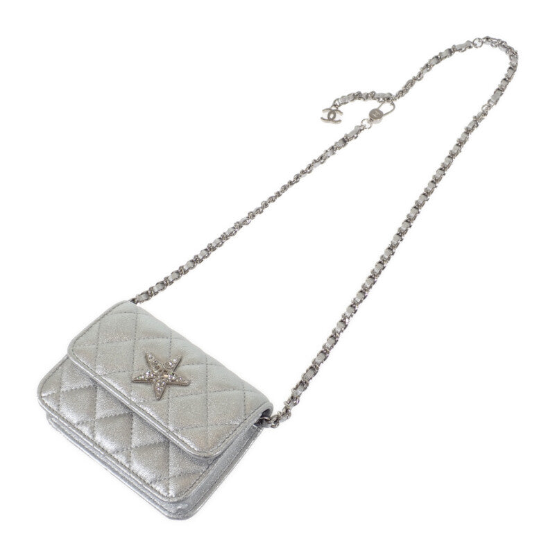 シャネル CHANEL スター チェーンベルトバッグ ミニ 2WAYバッグ ショルダーバッグ ラムスキン シルバー シルバー金具 レディース【中古】【Aランク】