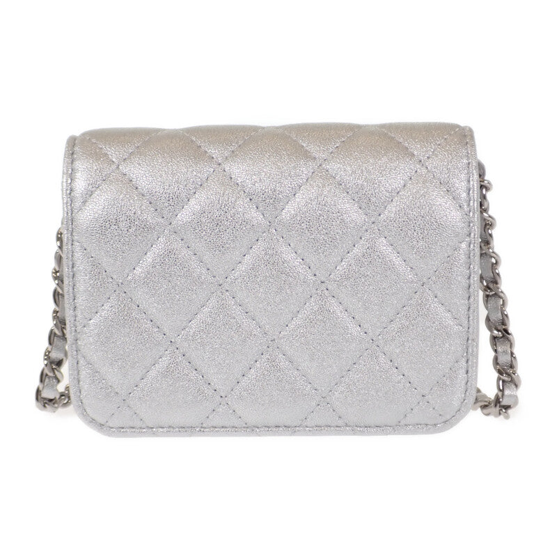 シャネル CHANEL スター チェーンベルトバッグ ミニ 2WAYバッグ ショルダーバッグ ラムスキン シルバー シルバー金具 レディース【中古】【Aランク】