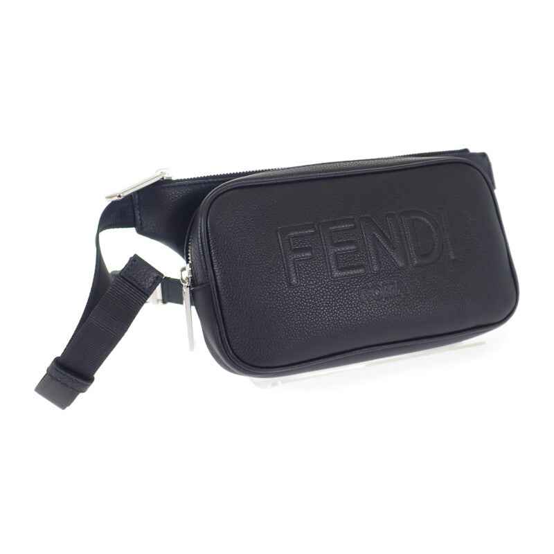 フェンディ FENDI レザーベルトバッグ 7VA605-0AMAC ボディバッグ レザー ブラック シルバー金具 メンズ【中古】【Aランク】