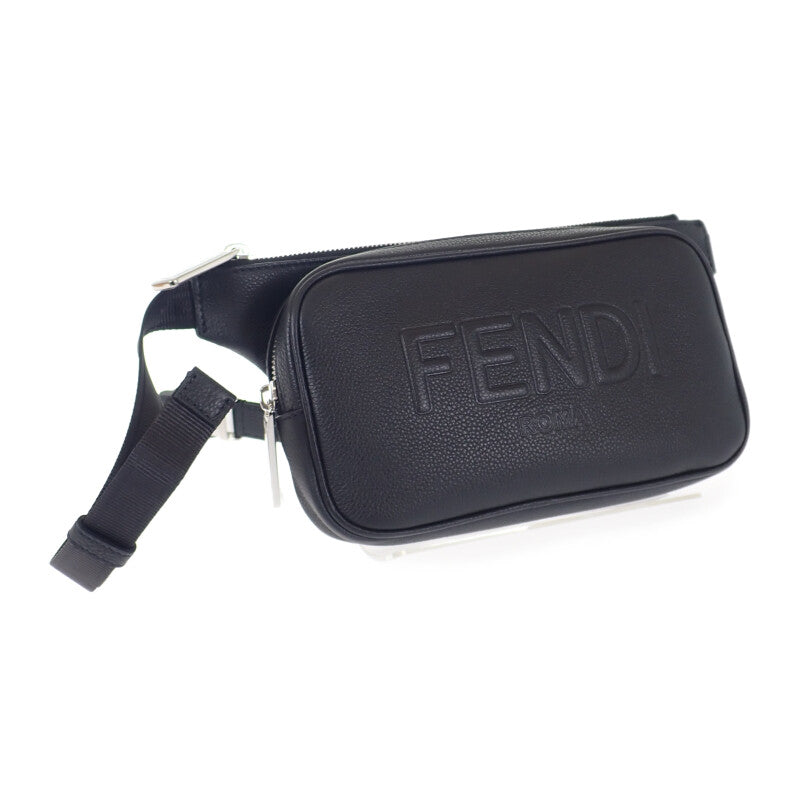 フェンディ FENDI レザーベルトバッグ 7VA605-0AMAC ボディバッグ レザー ブラック シルバー金具 メンズ レディース【中古】【Aランク】