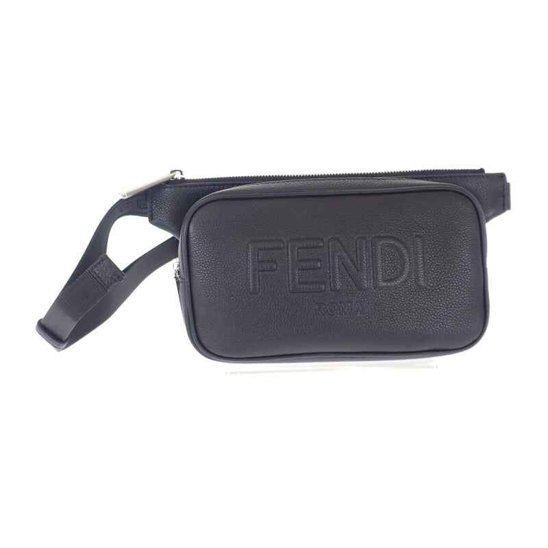 フェンディ FENDI レザーベルトバッグ 7VA605-0AMAC ボディバッグ レザー ブラック シルバー金具 メンズ【中古】【Aランク】