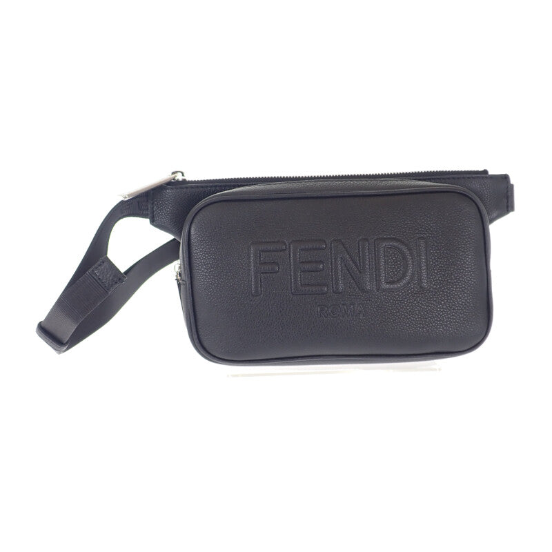 フェンディ FENDI レザーベルトバッグ 7VA605-0AMAC ボディバッグ レザー ブラック シルバー金具 メンズ レディース【中古】【Aランク】
