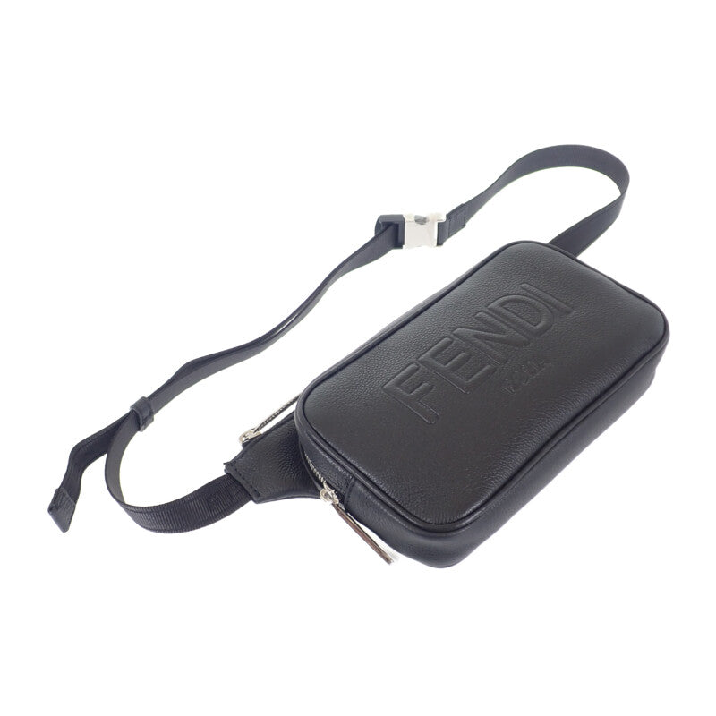 フェンディ FENDI レザーベルトバッグ 7VA605-0AMAC ボディバッグ レザー ブラック シルバー金具 メンズ【中古】【Aランク】