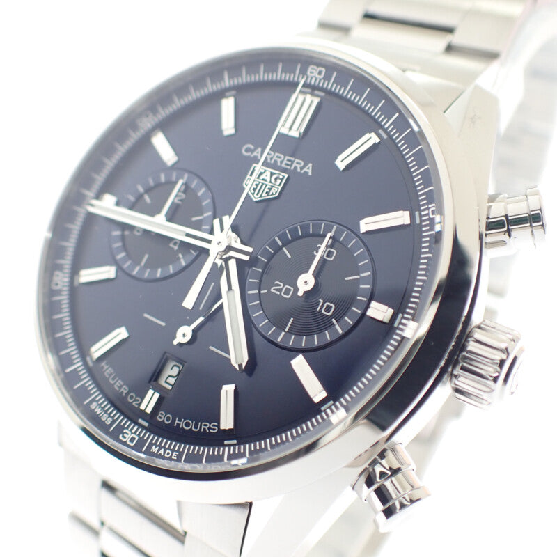 タグホイヤー TAG HEUER カレラ キャリバーホイヤー02 クロノグラフ CBN2011.BA0642 腕時計 ステンレススチール ブルー シルバー 自動巻き ブルー文字盤 メンズ【中古】【Aランク】