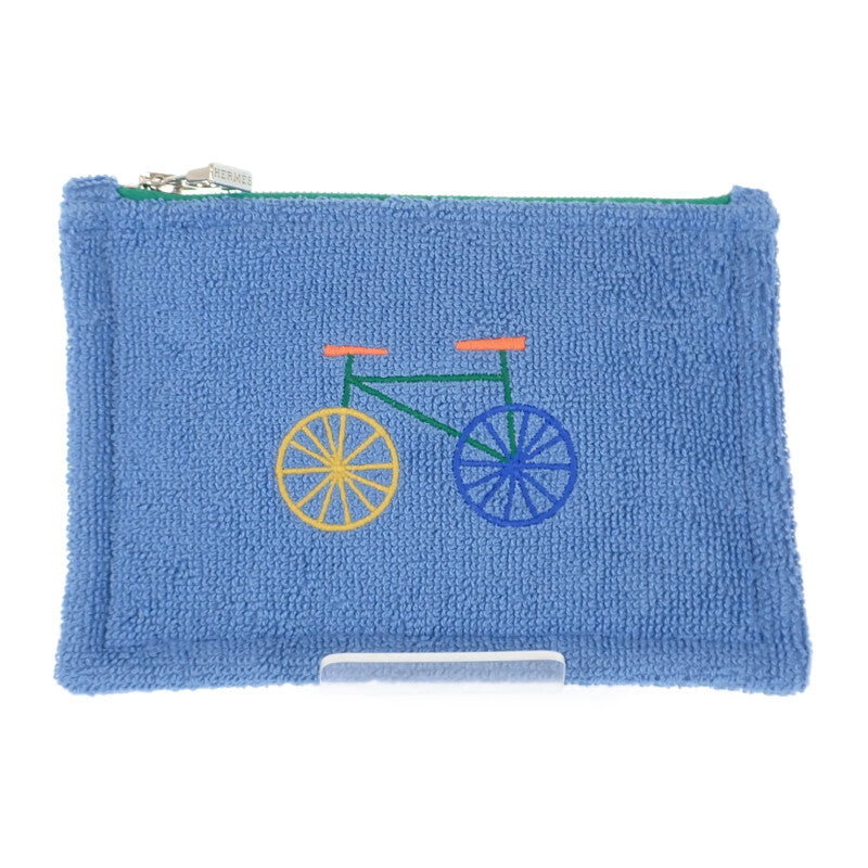 エルメス HERMES レ・カバン フラットポーチPM 自転車 H103759M02 ポーチ コットン ブルー レディース メンズ【中古】【Aランク】