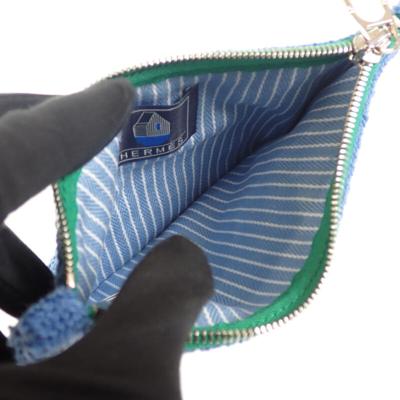 エルメス HERMES レ・カバン フラットポーチPM 自転車 H103759M02 ポーチ コットン ブルー レディース メンズ【中古】【Aランク】
