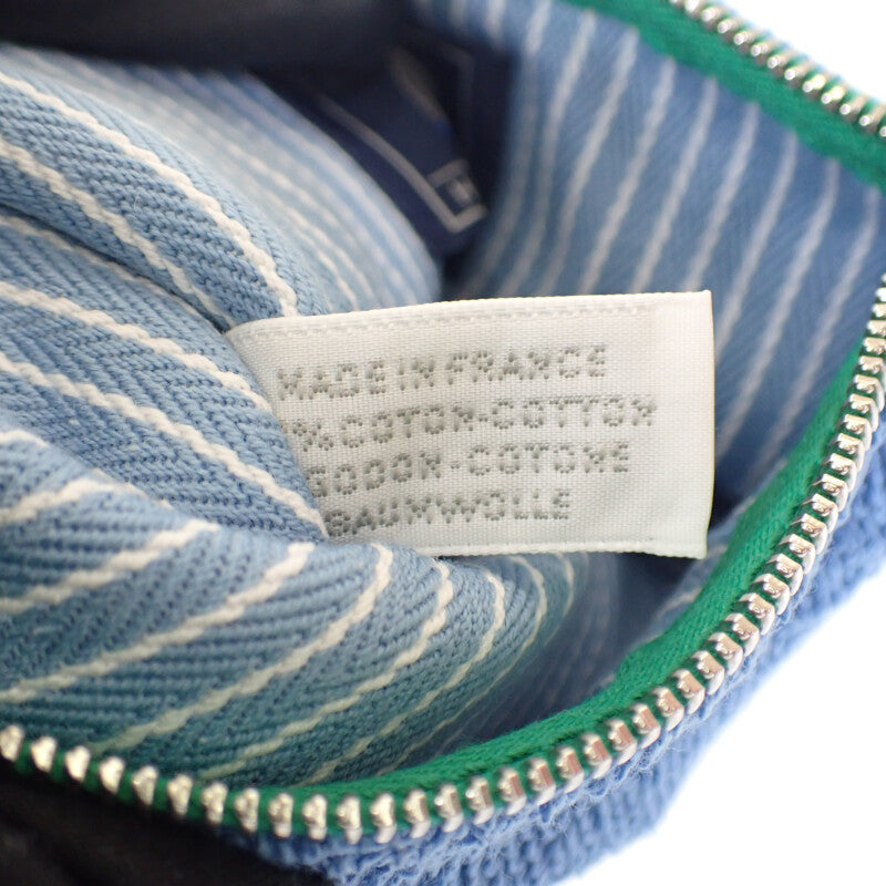 エルメス HERMES レ・カバン フラットポーチPM 自転車 H103759M02 ポーチ コットン ブルー レディース メンズ【中古】【Aランク】