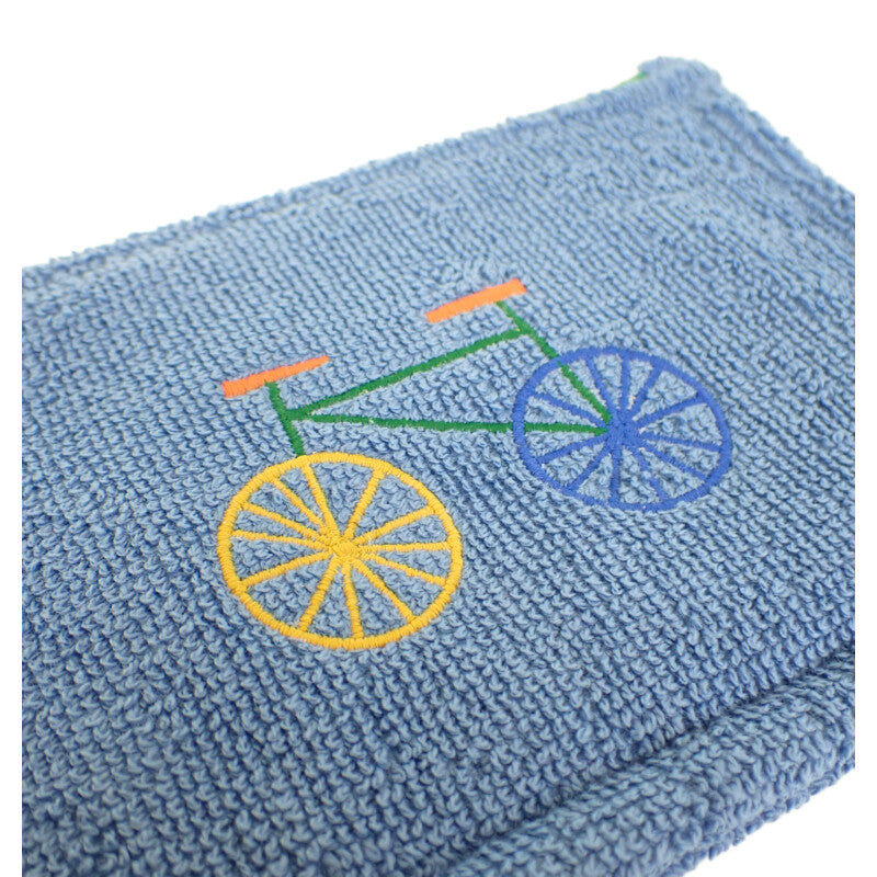愛馬仕 HERMES Les Cabas 平面小包PM 自行車 H103759M02 小包 棉 藍色 女士 男士【中古】【A級品】