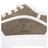 エルメス HERMES ゲット H231027Z_V1375 スニーカー カーフ シェーブル・ヴェロア ヴェール・ツンドラ ホワイト 24.5 レディース【中古】【Sランク】