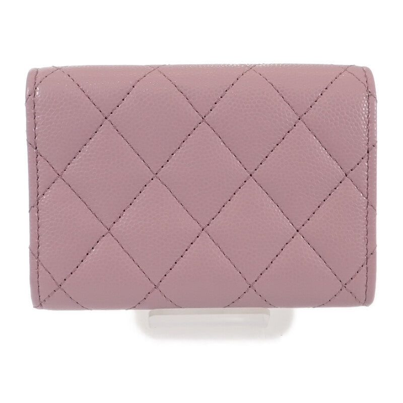 シャネル CHANEL スモールフラップウォレット AP4084 三つ折り財布 キャビアスキン ピンク ゴールド金具 レディース【中古】【Aランク】