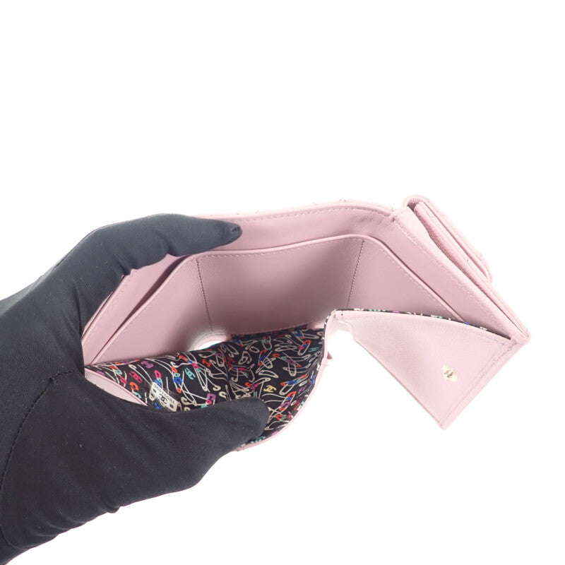 シャネル CHANEL スモールフラップウォレット AP4084 三つ折り財布 キャビアスキン ピンク ゴールド金具 レディース【中古】【Aランク】