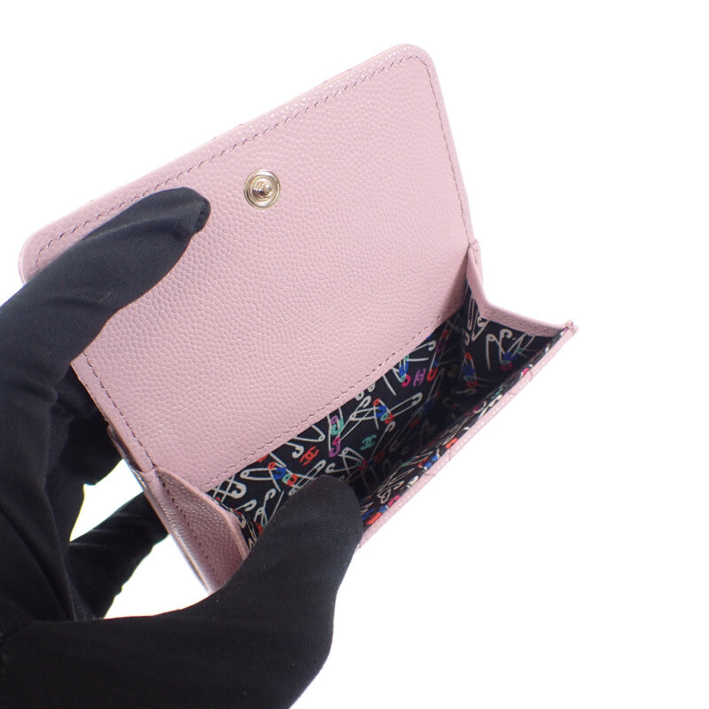 シャネル CHANEL スモールフラップウォレット AP4084 三つ折り財布 キャビアスキン ピンク ゴールド金具 レディース【中古】【Aランク】