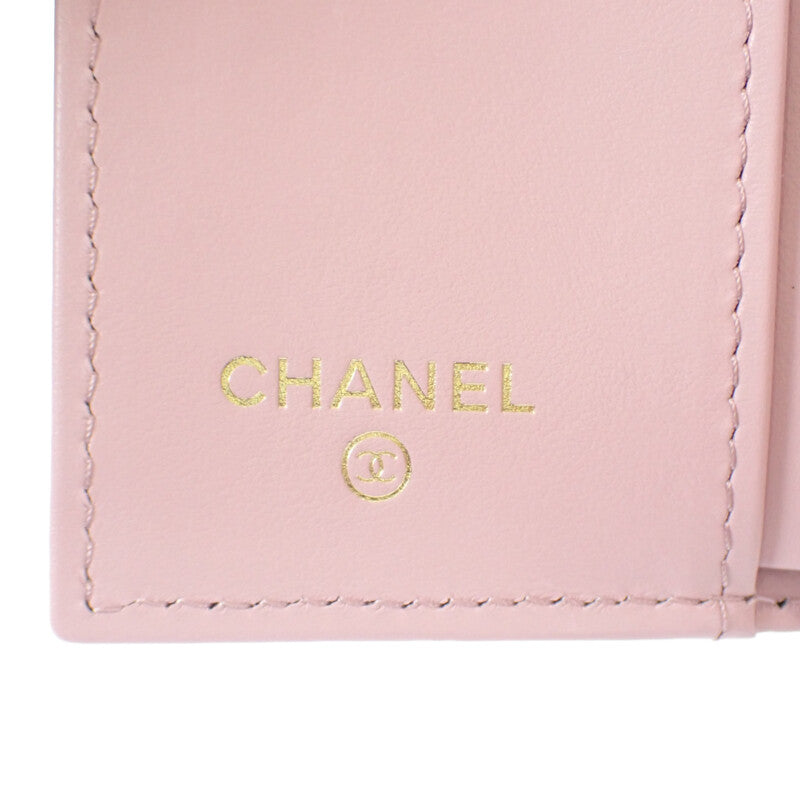 シャネル CHANEL スモールフラップウォレット AP4084 三つ折り財布 キャビアスキン ピンク ゴールド金具 レディース【中古】【Aランク】