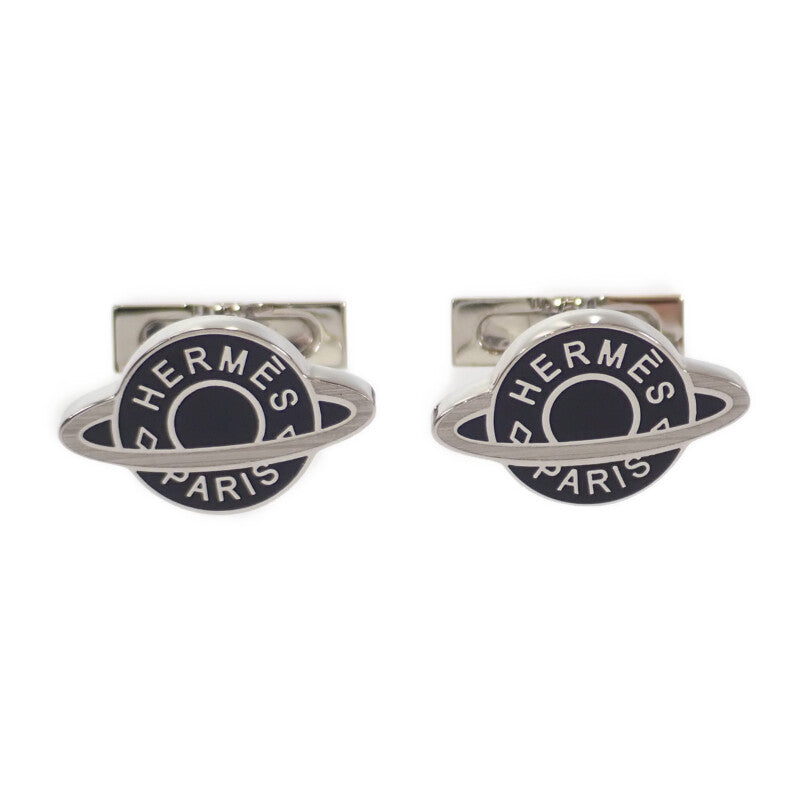 エルメス HERMES プラネットH カフリンクス カフス メタル シルバー ブラック メンズ【中古】【Aランク】