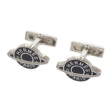 エルメス HERMES プラネットH カフリンクス カフス メタル シルバー ブラック メンズ【中古】【Aランク】