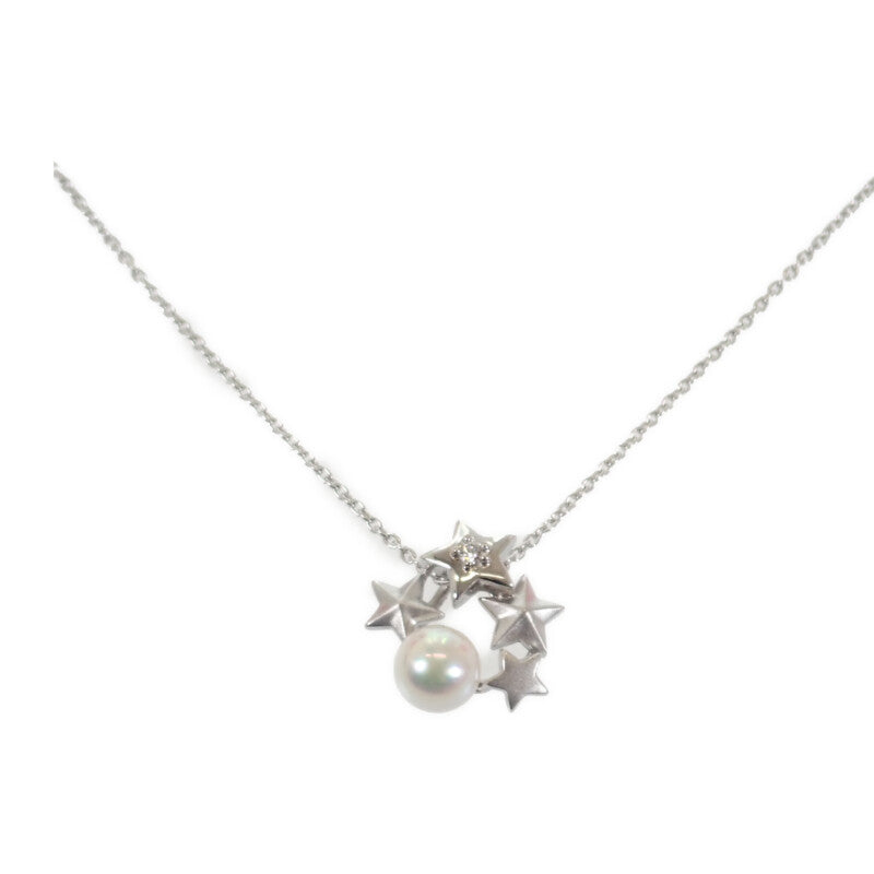タサキ TASAKI パールペンダント ネックレス K18ホワイトゴールド アコヤ真珠 ダイヤモンド レディース【中古】【Aランク】