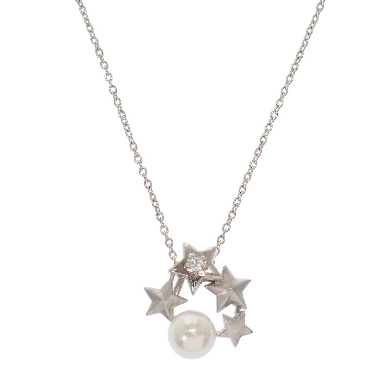 タサキ TASAKI パールペンダント ネックレス K18ホワイトゴールド アコヤ真珠 ダイヤモンド レディース【中古】【Aランク】