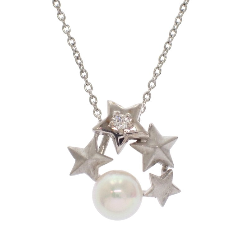 タサキ TASAKI パールペンダント ネックレス K18ホワイトゴールド アコヤ真珠 ダイヤモンド レディース【中古】【Aランク】