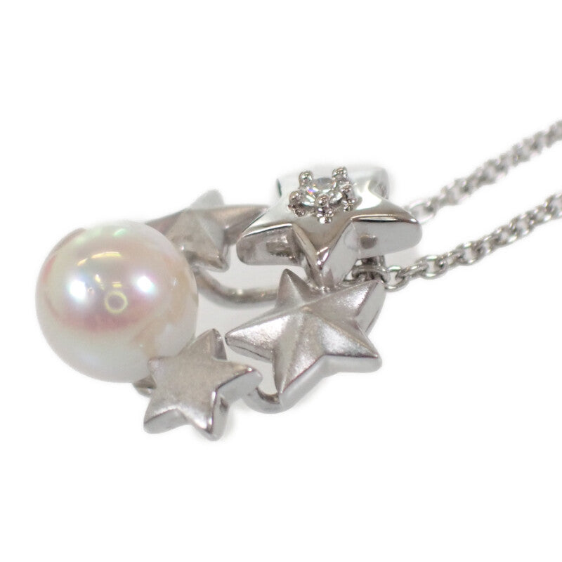 タサキ TASAKI パールペンダント ネックレス K18ホワイトゴールド アコヤ真珠 ダイヤモンド レディース【中古】【Aランク】