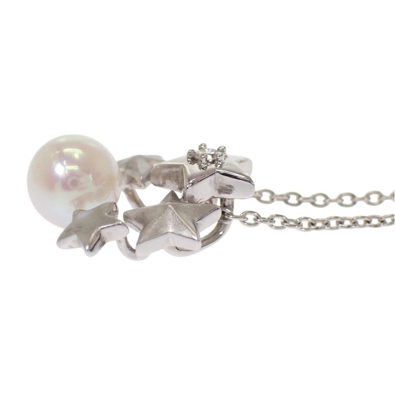 タサキ TASAKI パールペンダント ネックレス K18ホワイトゴールド アコヤ真珠 ダイヤモンド レディース【中古】【Aランク】