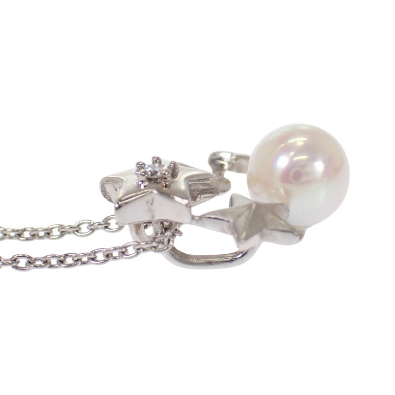 タサキ TASAKI パールペンダント ネックレス K18ホワイトゴールド アコヤ真珠 ダイヤモンド レディース【中古】【Aランク】