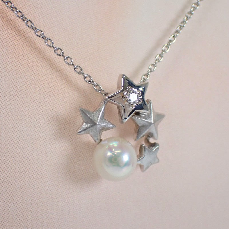 タサキ TASAKI パールペンダント ネックレス K18ホワイトゴールド アコヤ真珠 ダイヤモンド レディース【中古】【Aランク】