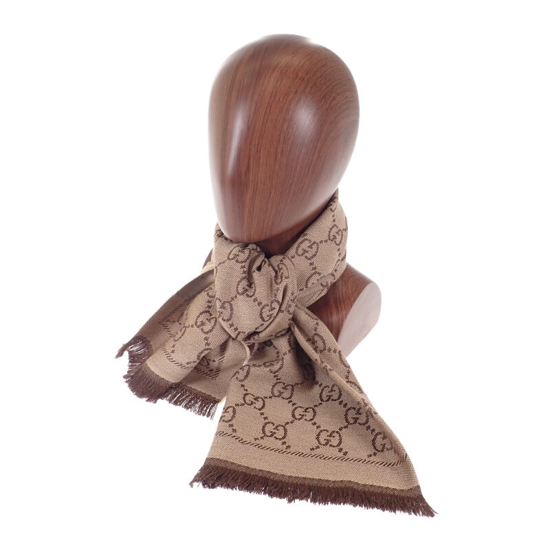 グッチ GUCCI GGパターン ウィンタースカーフ 1334833G2002764 マフラー ウール ライトブラウン レディース【中古】【Sランク】
