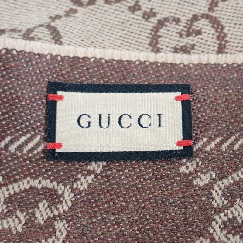 グッチ GUCCI GGパターン ウィンタースカーフ 1334833G2002764 マフラー ウール ライトブラウン レディース【中古】【Sランク】
