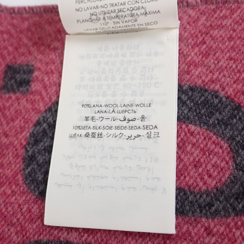 グッチ GUCCI GGジャガードスカーフ 558007_3G636_1272 マフラー ウール シルク グレー ピンク レディース メンズ【中古】【Aランク】
