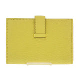エルメス HERMES ベアン W刻印 カードケース シェーブル イエロー系 シルバー金具 レディース【中古】【Aランク】