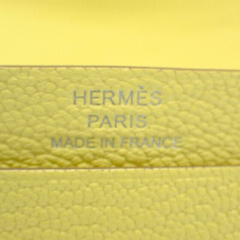 エルメス HERMES ベアン W刻印 カードケース シェーブル イエロー系 シルバー金具 レディース【中古】【Aランク】