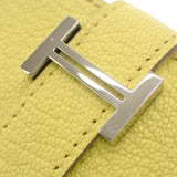 エルメス HERMES ベアン W刻印 カードケース シェーブル イエロー系 シルバー金具 レディース【中古】【Aランク】