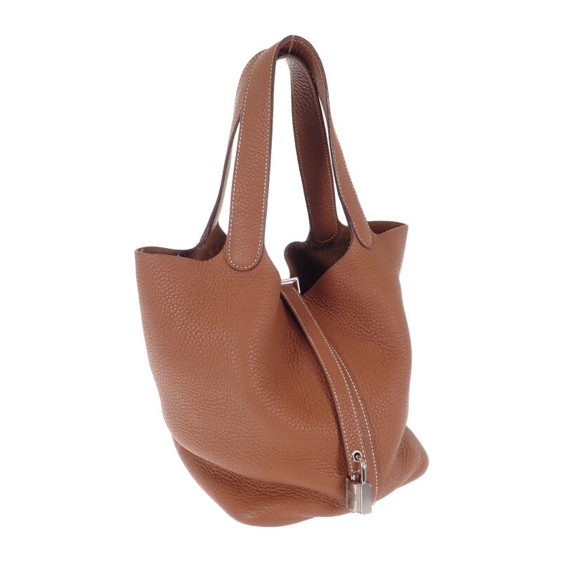 エルメス HERMES ピコタンロック MM H060991CK37 ハンドバッグ トリヨンクレマンス ブラウン ゴールド シルバー金具 レディース【中古】【ABランク】