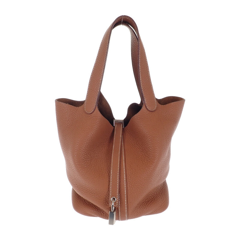 エルメス HERMES ピコタンロック MM H060991CK37 ハンドバッグ トリヨンクレマンス ブラウン ゴールド シルバー金具 レディース【中古】【ABランク】