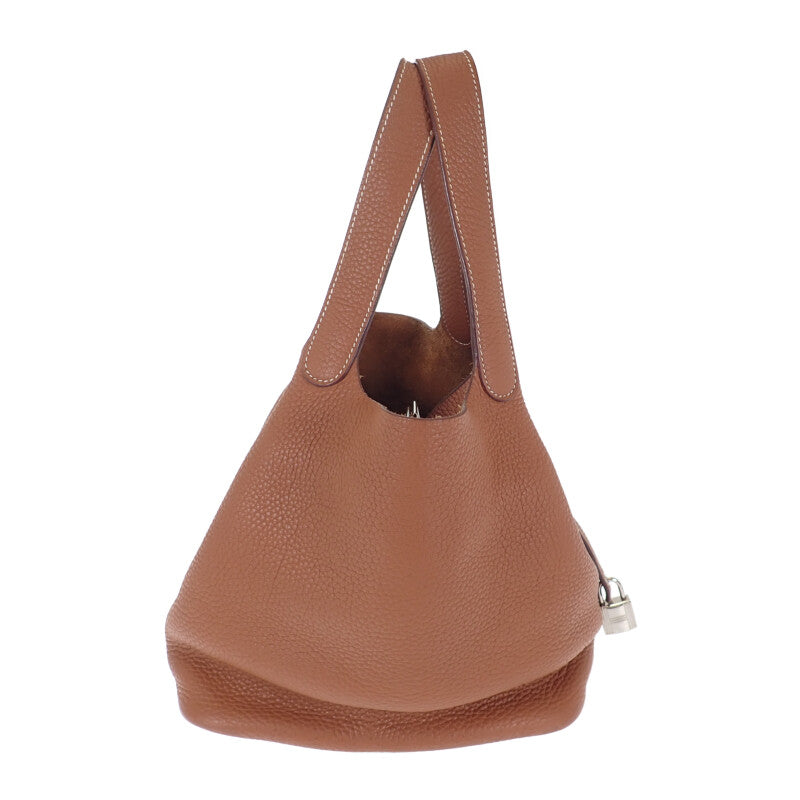 愛馬仕 HERMES Picotin Lock MM H060991CK37 手提包 Taurillon Clemence 棕色 金色 銀色五金 女士【中古】【AB級】