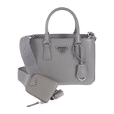 プラダ PRADA ガレリア スモールバッグ 1BA296_NZV_F0480 2WAYバッグ ショルダーバッグ サフィアーノ グレー レディース【中古】【Aランク】
