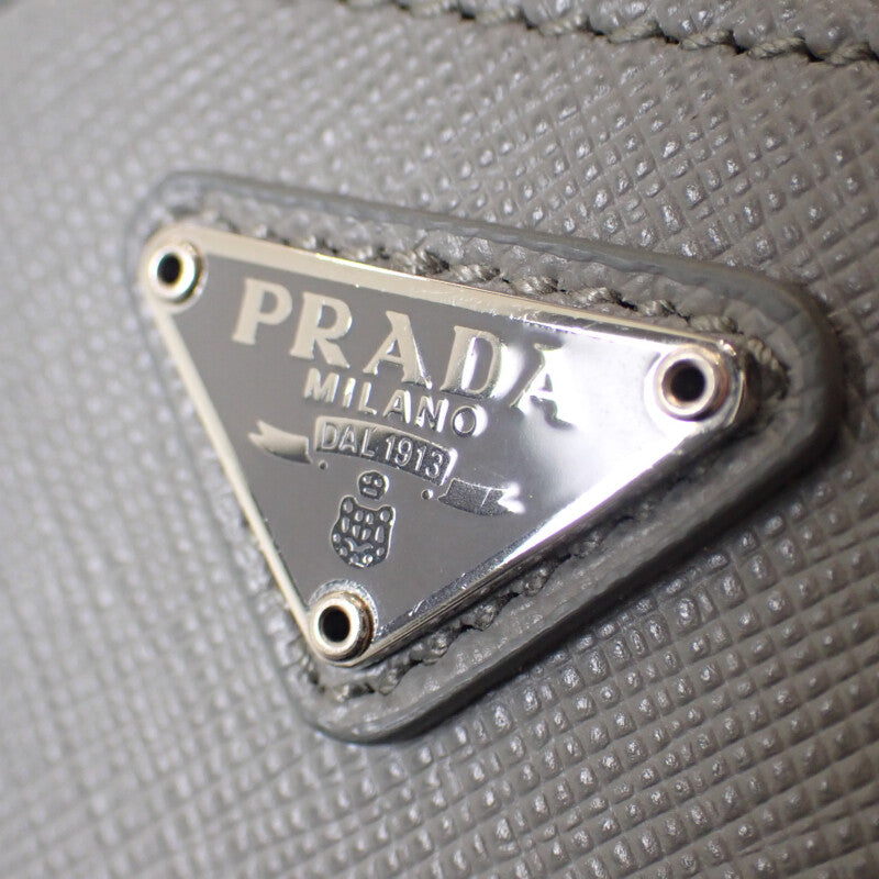 プラダ PRADA ガレリア スモールバッグ 1BA296_NZV_F0480 2WAYバッグ ショルダーバッグ サフィアーノ グレー レディース【中古】【Aランク】