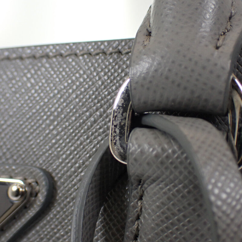 プラダ PRADA ガレリア スモールバッグ 1BA296_NZV_F0480 2WAYバッグ ショルダーバッグ サフィアーノ グレー レディース【中古】【Aランク】