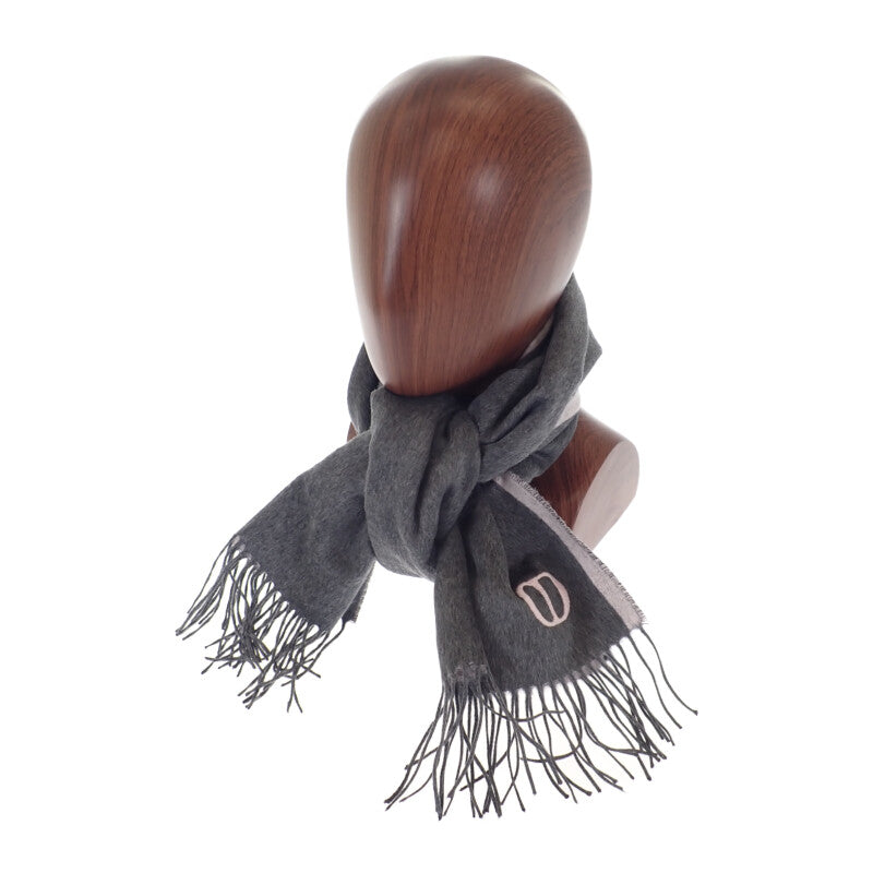 ディオール Dior CDIcon ダブルフェース 93E0015DH001 マフラー シルク グレー ピンク メンズ レディース【中古】【Aランク】