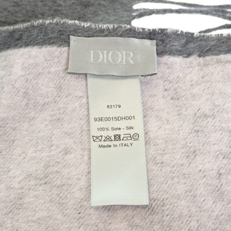 ディオール Dior CDIcon ダブルフェース 93E0015DH001 マフラー シルク グレー ピンク メンズ レディース【中古】【Aランク】