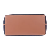 ロエベ LOEWE ロゴ トートスモール 2WAYバッグ ウール レザー ネイビー ブラウン レディース【中古】【Aランク】