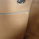 ロエベ LOEWE ロゴ トートスモール 2WAYバッグ ウール レザー ネイビー ブラウン レディース【中古】【Aランク】