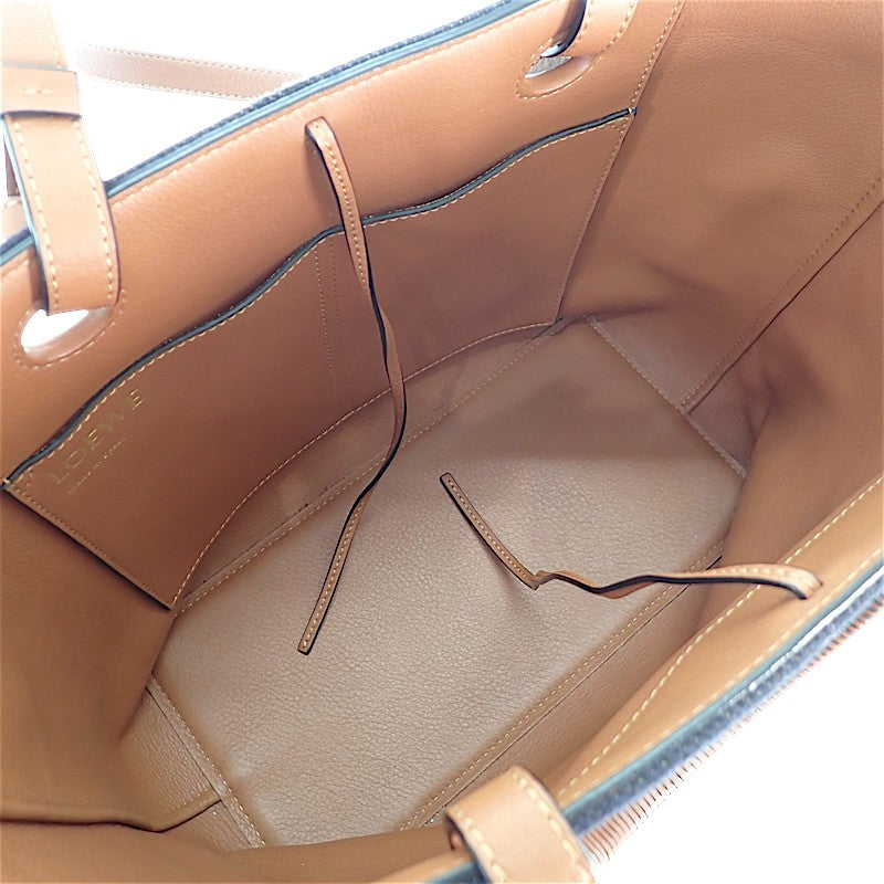 羅意威 LOEWE Logo Tote Small 兩用包 羊毛 皮革 海軍藍 咖啡色 女款【中古品】【A級】