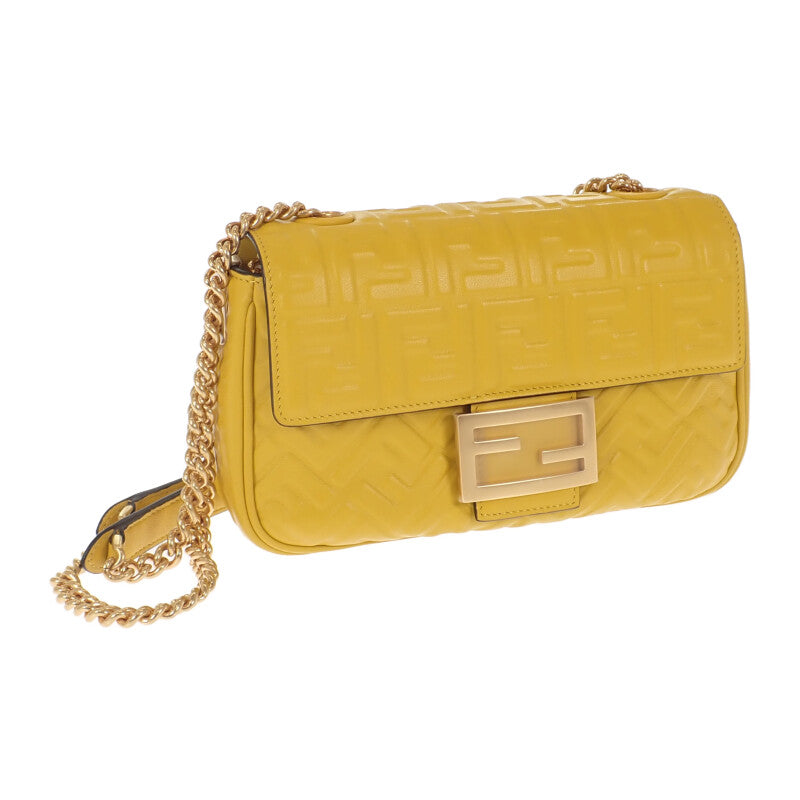 フェンディ FENDI バゲットチェーン ミディ 8BR793_AH9C_F1E8V ショルダーバッグ 2WAYバッグ レザー イエロー ゴールド金具 レディース【中古】【SAランク】