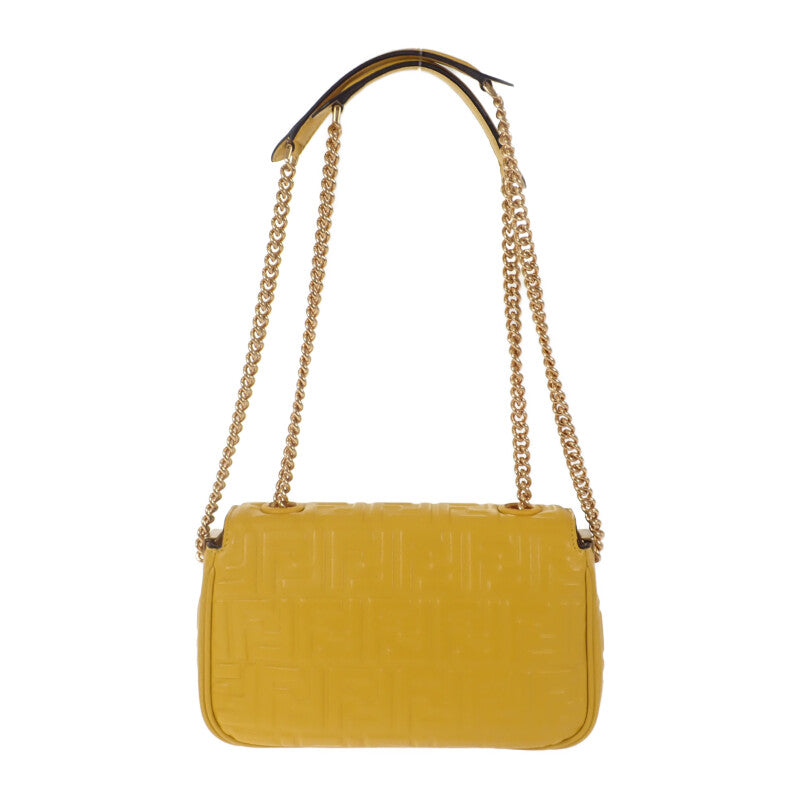 フェンディ FENDI バゲットチェーン ミディ 8BR793_AH9C_F1E8V ショルダーバッグ レザー イエロー ゴールド金具 レディース【中古】【SAランク】