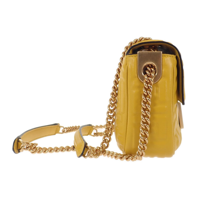 フェンディ FENDI バゲットチェーン ミディ 8BR793_AH9C_F1E8V ショルダーバッグ レザー イエロー ゴールド金具 レディース【中古】【SAランク】