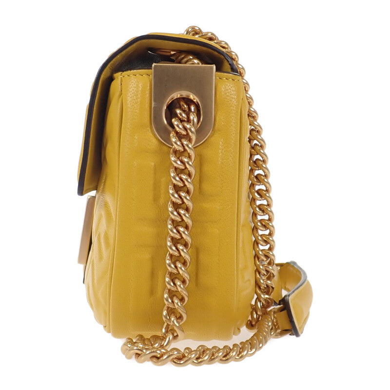 フェンディ FENDI バゲットチェーン ミディ 8BR793_AH9C_F1E8V ショルダーバッグ レザー イエロー ゴールド金具 レディース【中古】【SAランク】