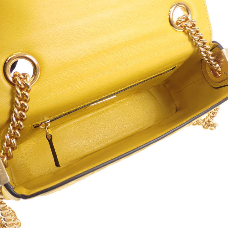 フェンディ FENDI バゲットチェーン ミディ 8BR793_AH9C_F1E8V ショルダーバッグ レザー イエロー ゴールド金具 レディース【中古】【SAランク】