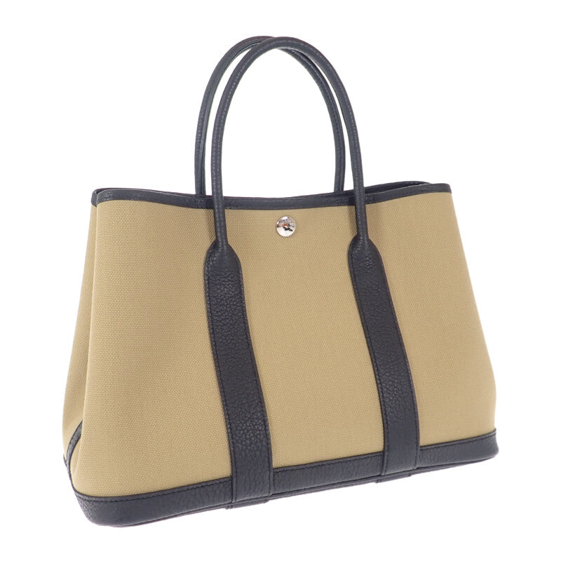 エルメス HERMES ガーデンパーティ TPM 30 W刻印 ハンドバッグ トワルミリタリー トレンチ ブラック レディース【中古】【Aランク】